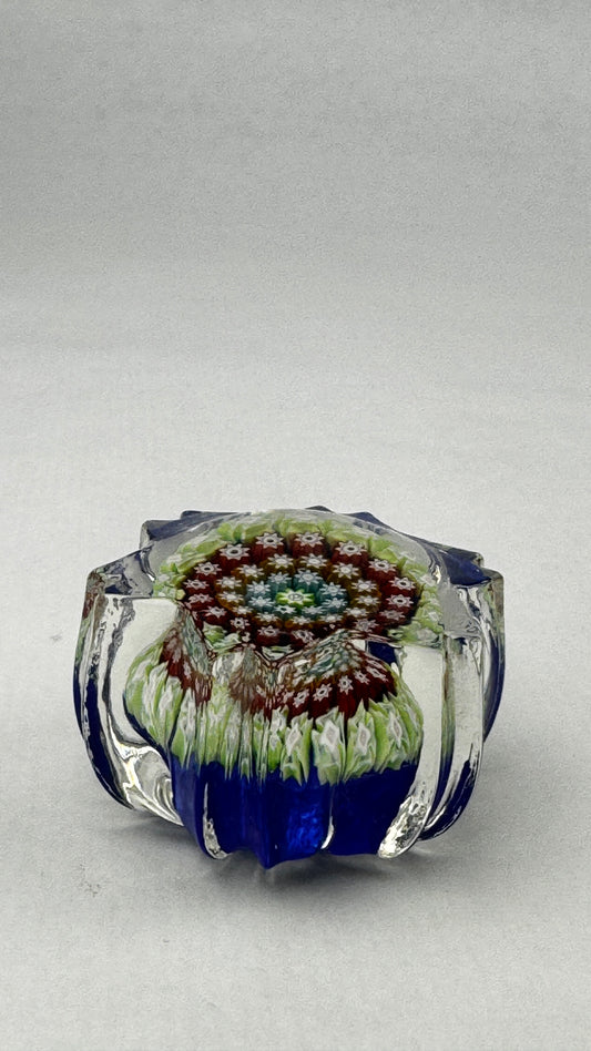 Presse papier millefiori cristal bleu forme étoilée Perthshire