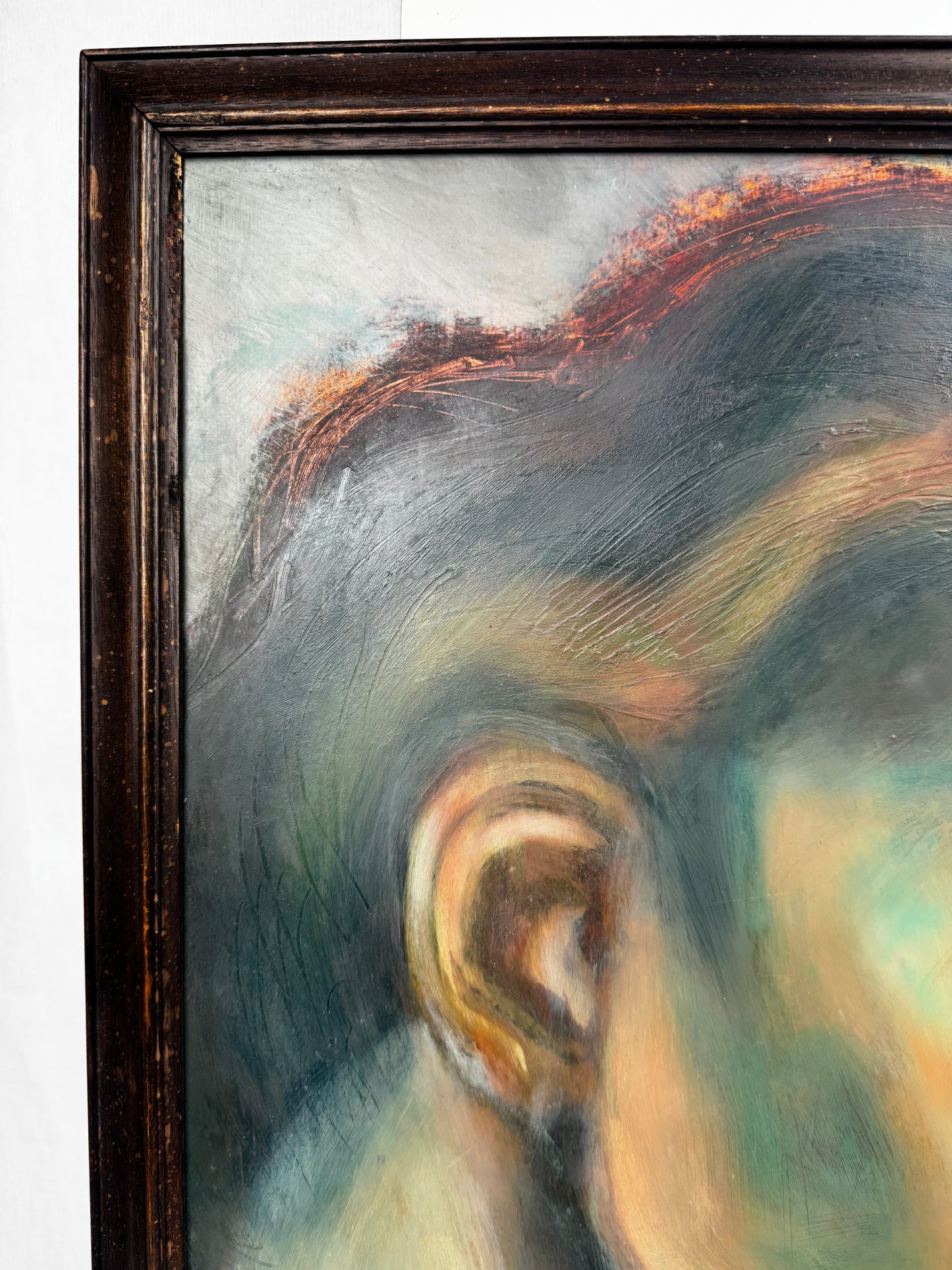 Huile sur carton – Étude stylisée Art Déco d’après l’Adam de la Chapelle Sixtine – 60 x 80 cm