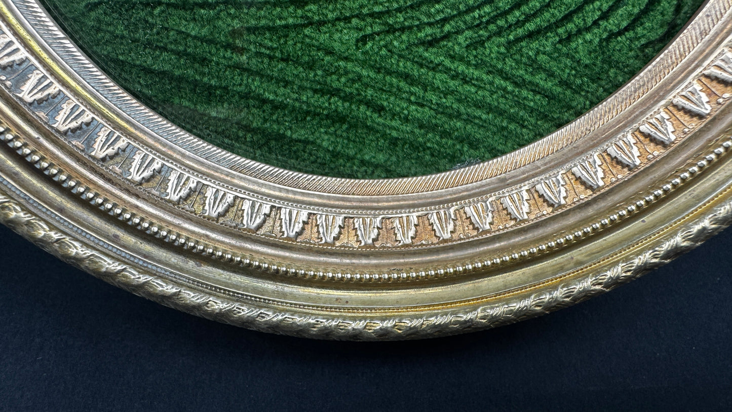 Cadre rond style Louis XVI bronze couronne laurier 19 cm
