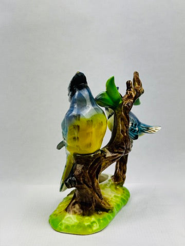 Figurine japonaise en porcelaine couple de Geais – “Blue Jay” – C.F. Co, vers 1950