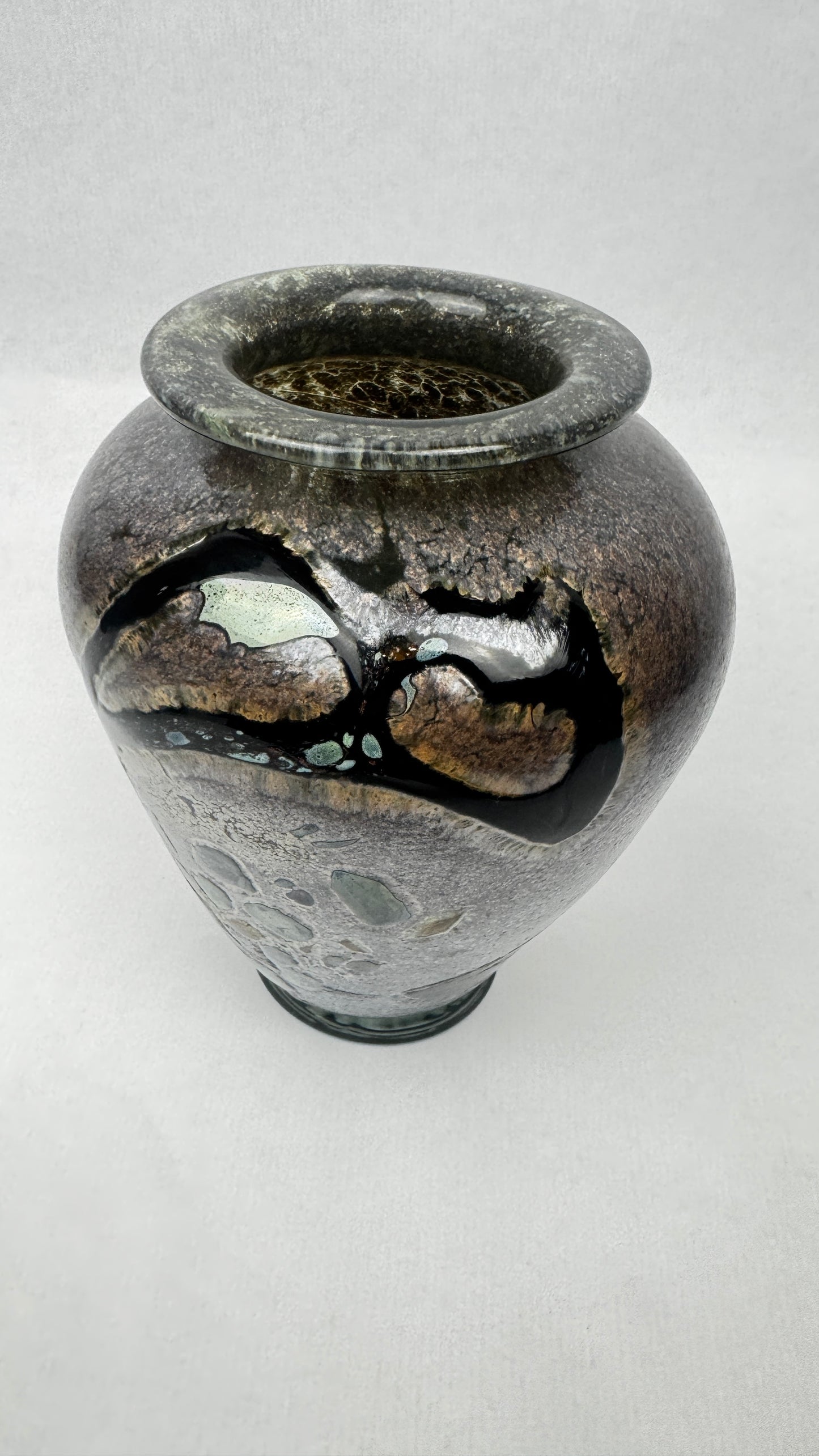 Vase en verre d’art signé René Pierini – Studio glass français, 1985