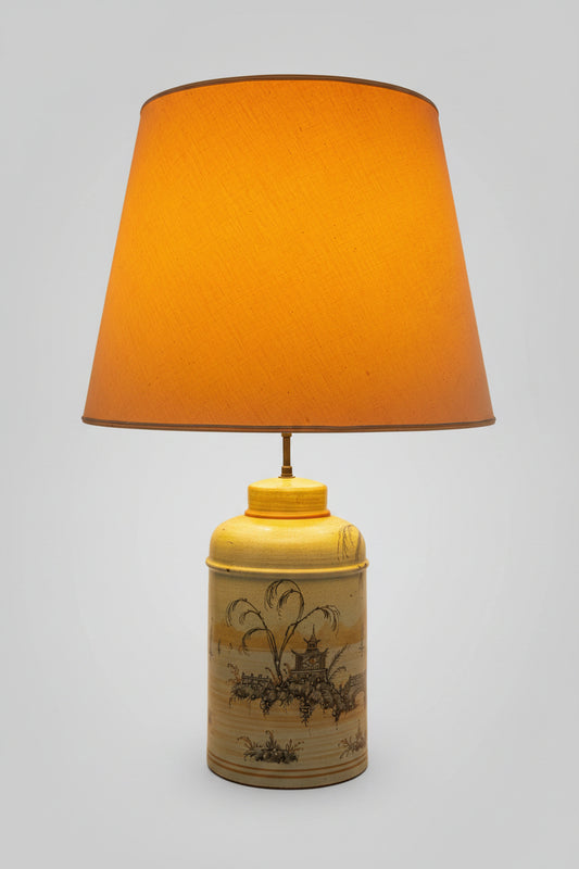 Lampe italienne en céramique signée M Vanni Firenze décor orientaliste