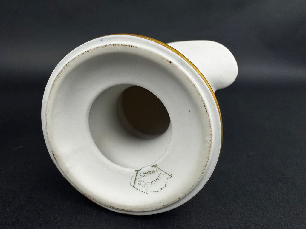 Paire de bustes Enfants Brongniart en biscuit de porcelaine de Limoges sur base bleu cobalt et or