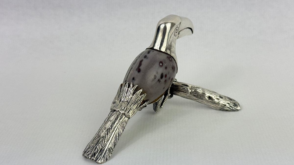 Toucan décoratif en argent sterling 925 et pierre naturelle – 10 cm