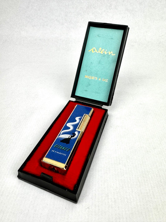 Briquet à gaz Albin Publicité Gitanes Années 1960 (avec écrin d’origine)
