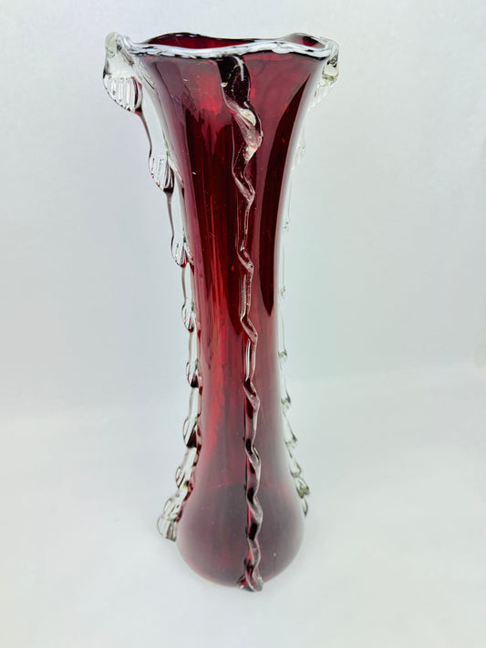 Grand vase en verre rouge rubis, Murano 50/60