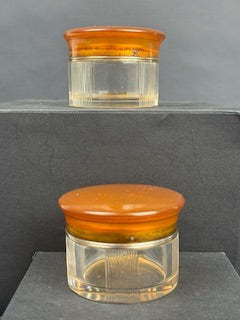 Paire de pots de toilette Art Déco en cristal, vermeil et écaille blonde