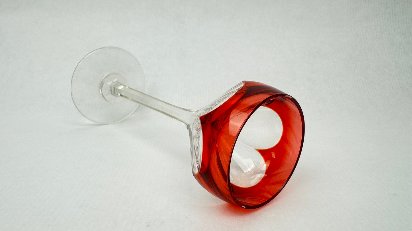 Lot de 6 verres à liqueur en cristal doublé coloré – Saint-Louis – Modèle Bristol – H. 13 cm