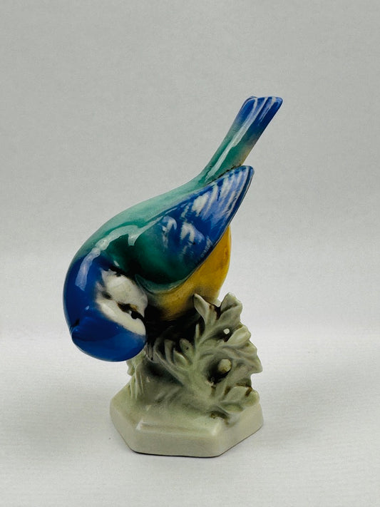 Mésange bleue en porcelaine – Wallendorf, Allemagne, vers 1950