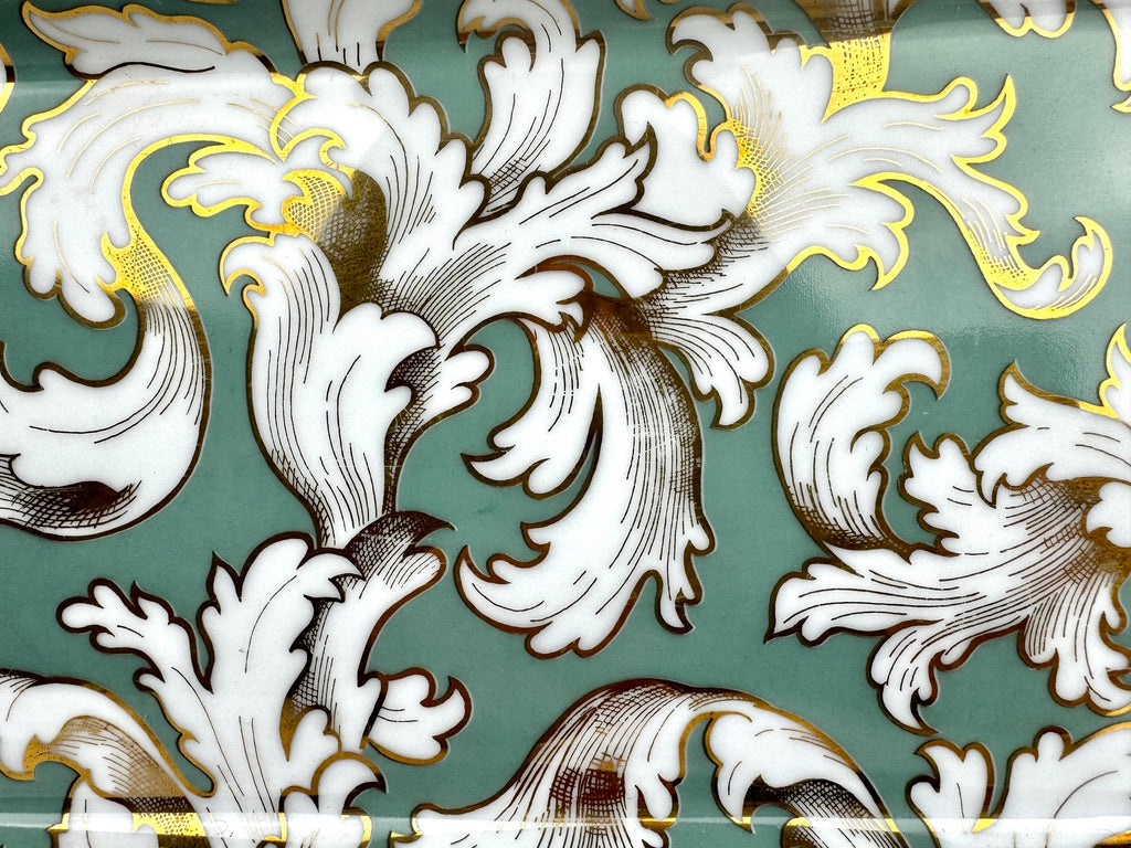 Plat rectangulaire en porcelaine de Limoges – Geneviève Lethu – Décor “Cipango”, 1991