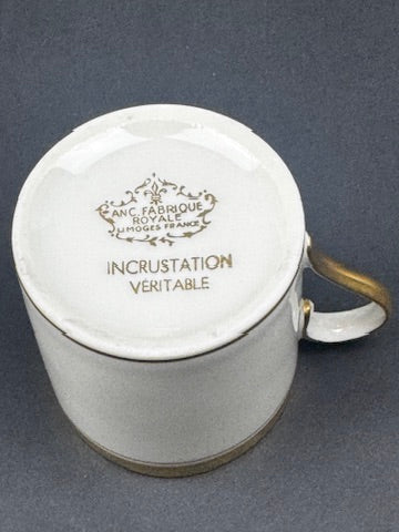 Service à café Limoges Ancienne Fabrique Royale incrustation or