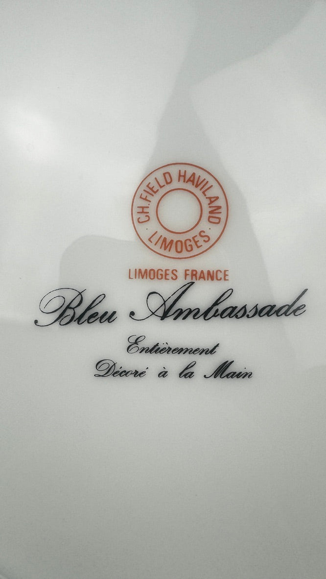 Haviland Limoges, suite de 4 assiettes Bleu Ambassade