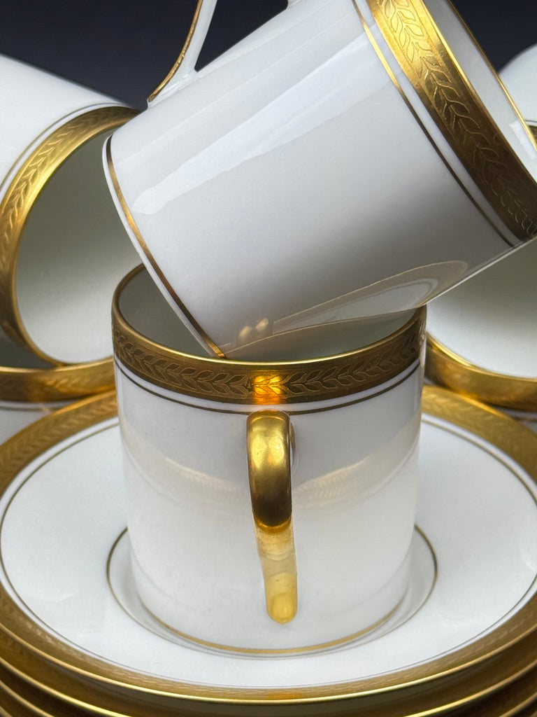 Service à café Limoges Ancienne Fabrique Royale incrustation or