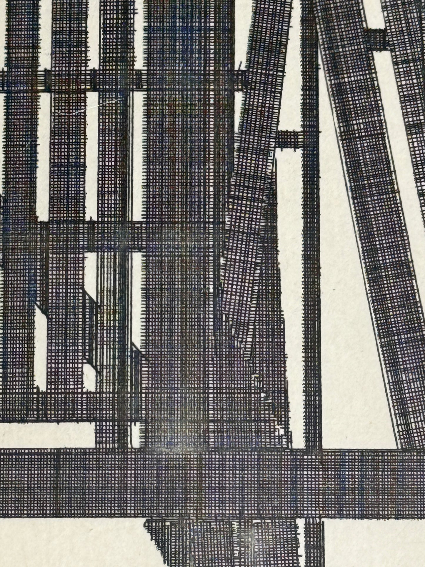 Rasmus Nellemann lithographie signee 1976 structure industrielle 37,5 x 46 cm