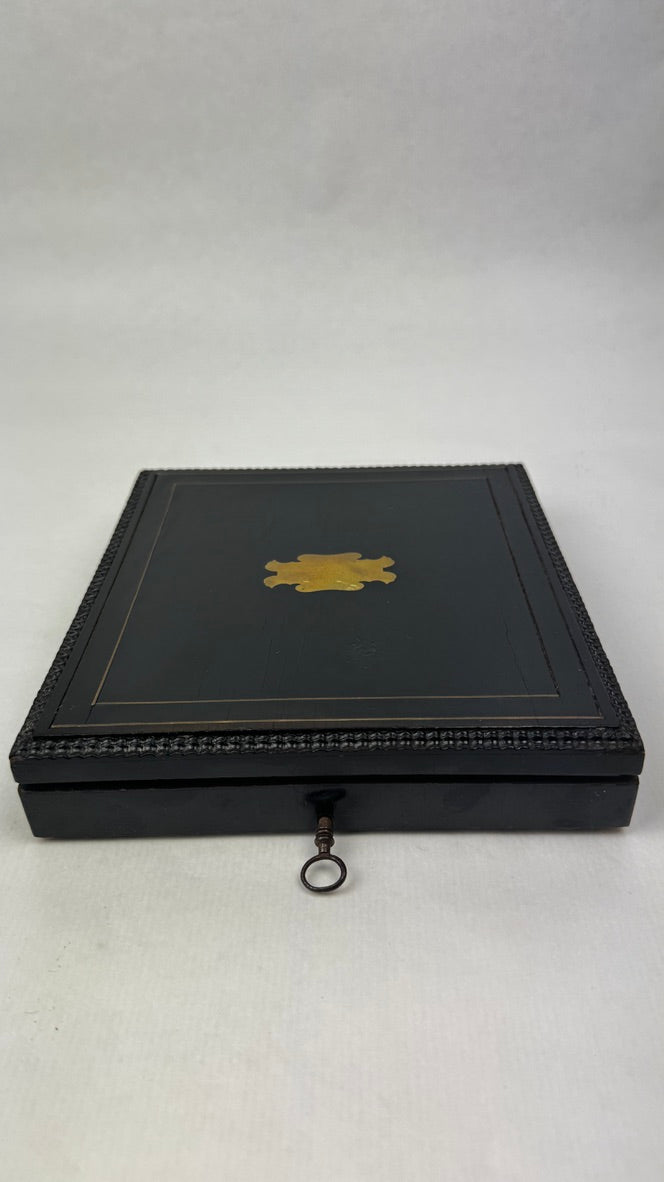 12 cuillères dessert vermeil argent Minerve XIXe rocaille coffret poirier noirci