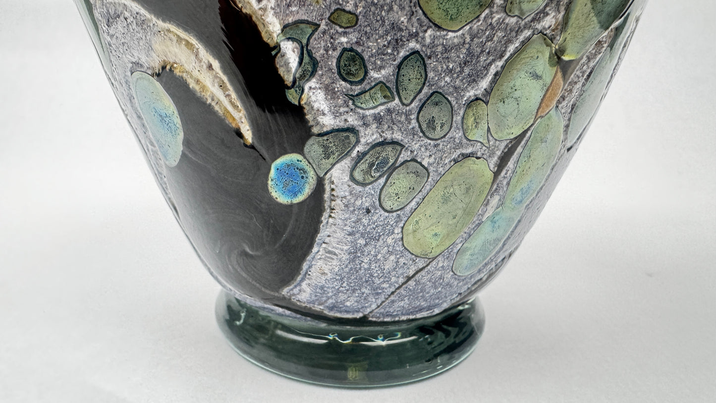 Vase en verre d’art signé René Pierini – Studio glass français, 1985