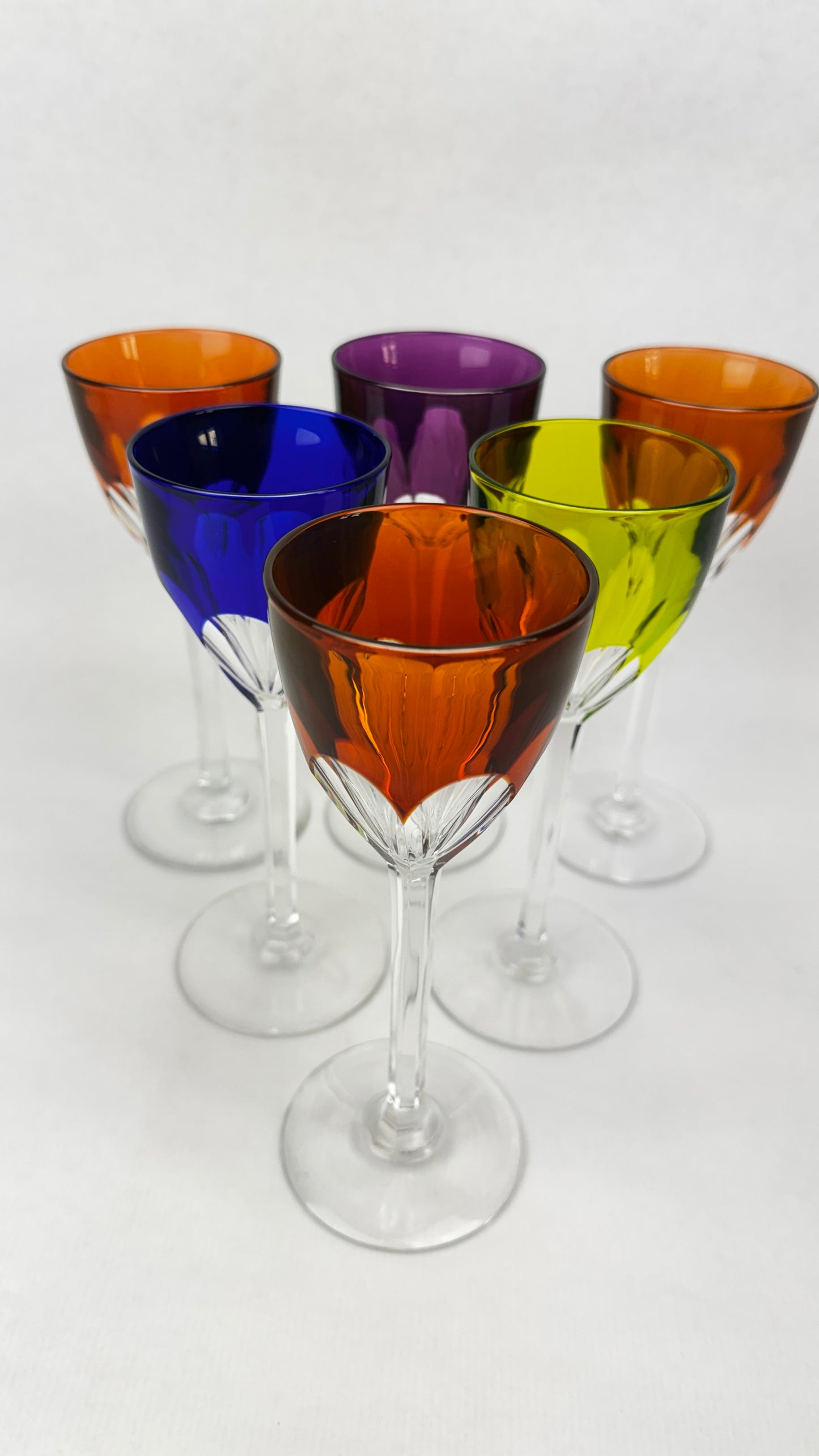 6 verres Baccarat Genova cristal double couleur 19 cm