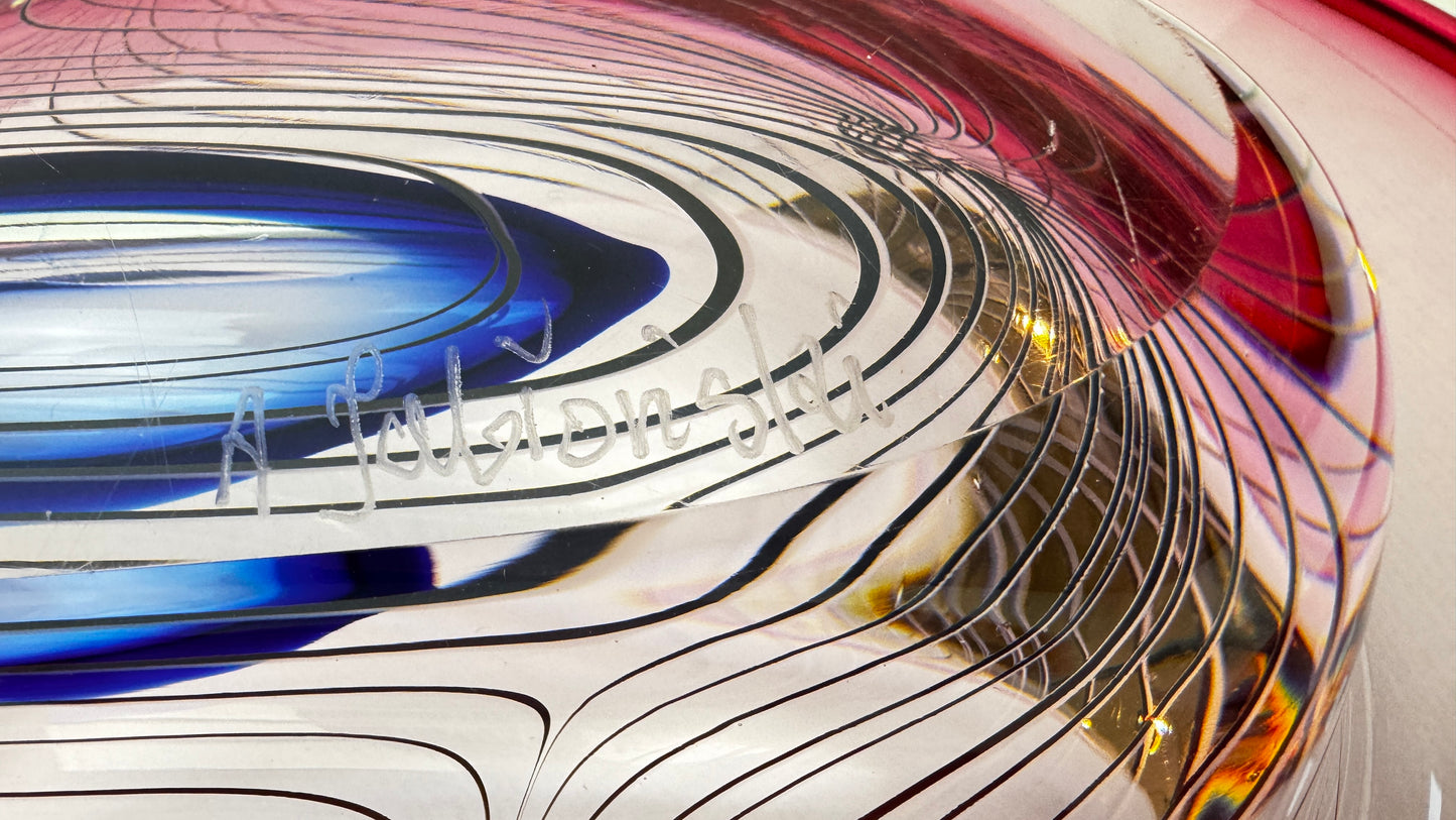 Coupe en verre d’art signée Adam Jabłoński – Studio glass polonais, fin XXe siècle