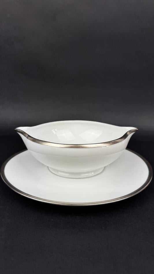 Saucière et deux raviers  Raynaud modèle Fontainebleau platine