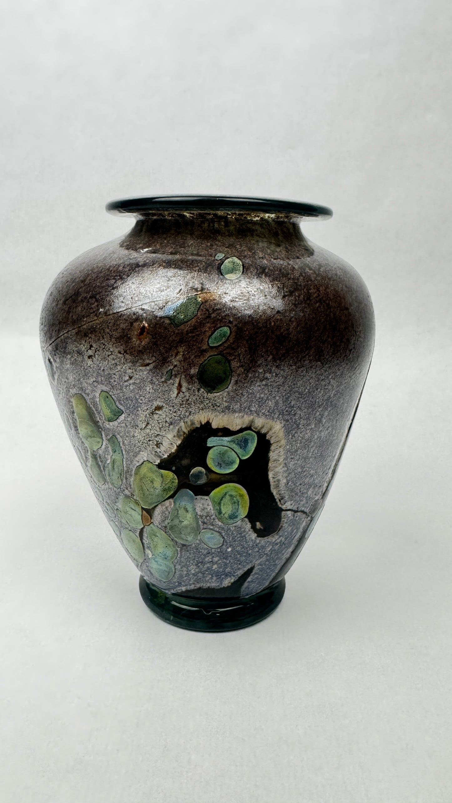 Vase en verre d’art signé René Pierini – Studio glass français, 1985