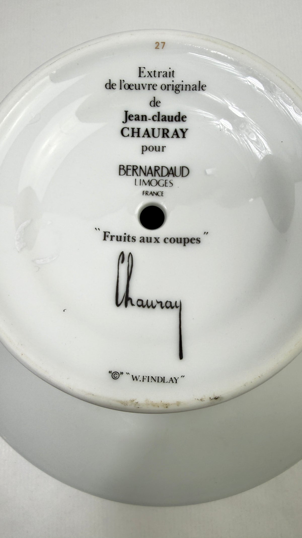 Jean-Claude Chauray pour Bernardaud compotier en porcelaine "Fruits aux coupes"