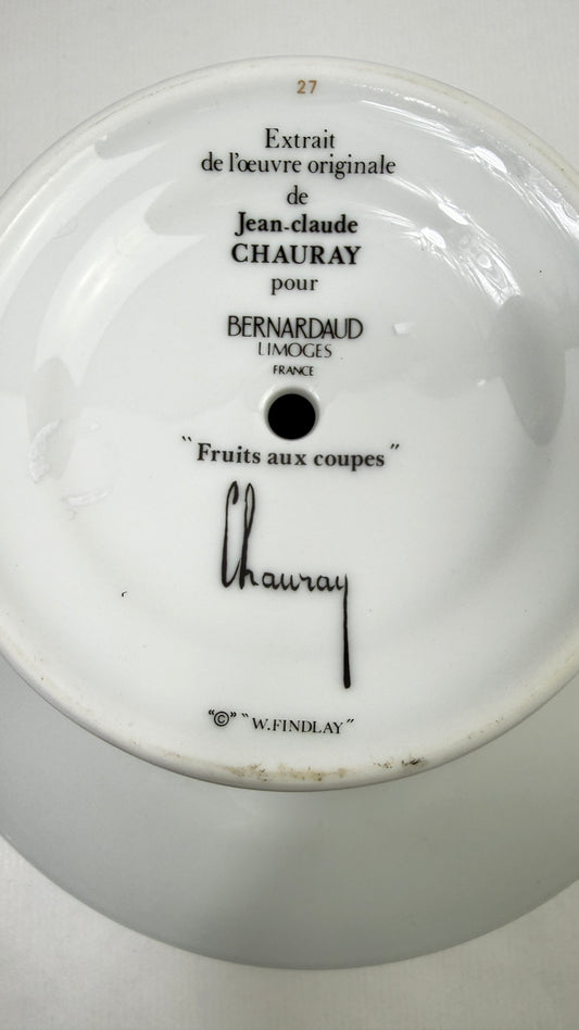 Jean-Claude Chauray pour Bernardaud compotier en porcelaine "Fruits aux coupes"