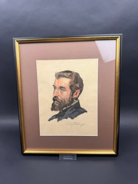 Emile Joseph Patoux, aquarelle, portrait d'homme