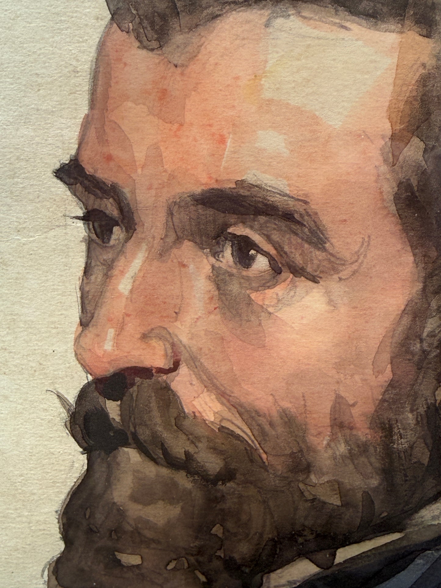 Emile Joseph Patoux, aquarelle, portrait d'homme