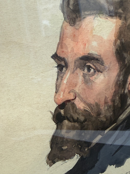Emile Joseph Patoux, aquarelle, portrait d'homme