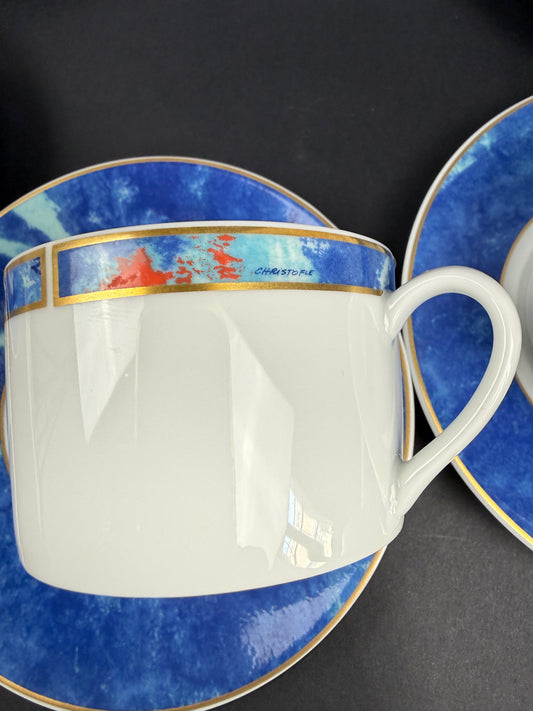Christofle porcelaine suite de 6 tasses à thé modèle Alysés