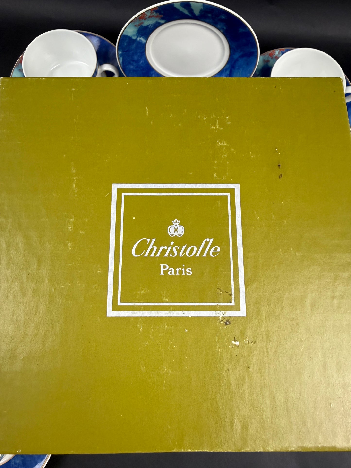 Christofle porcelaine suite de 6 tasses à thé modèle Alysés