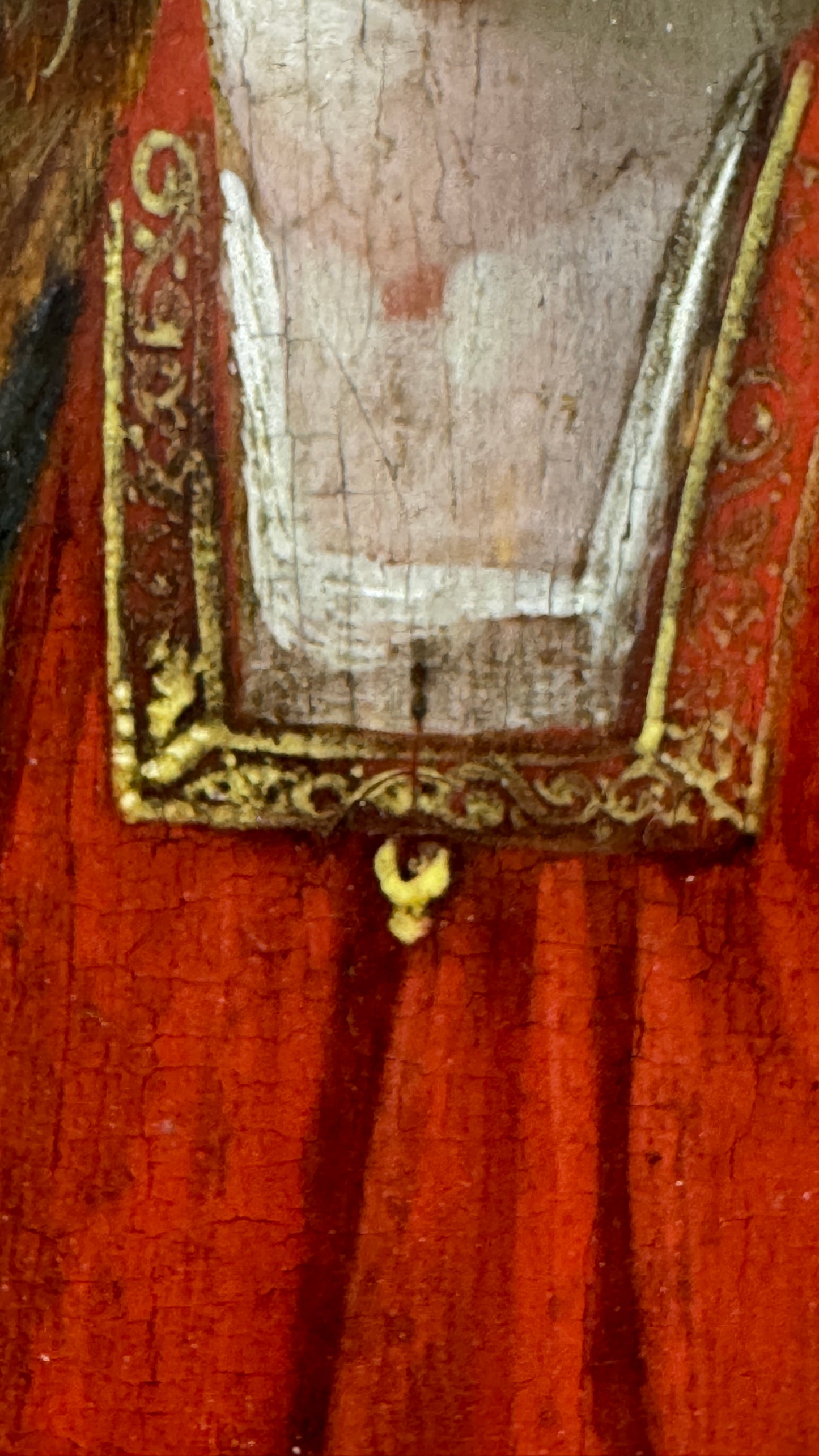 Vierge à l'Enfant Jésus, huile sur panneau de bois 17ème