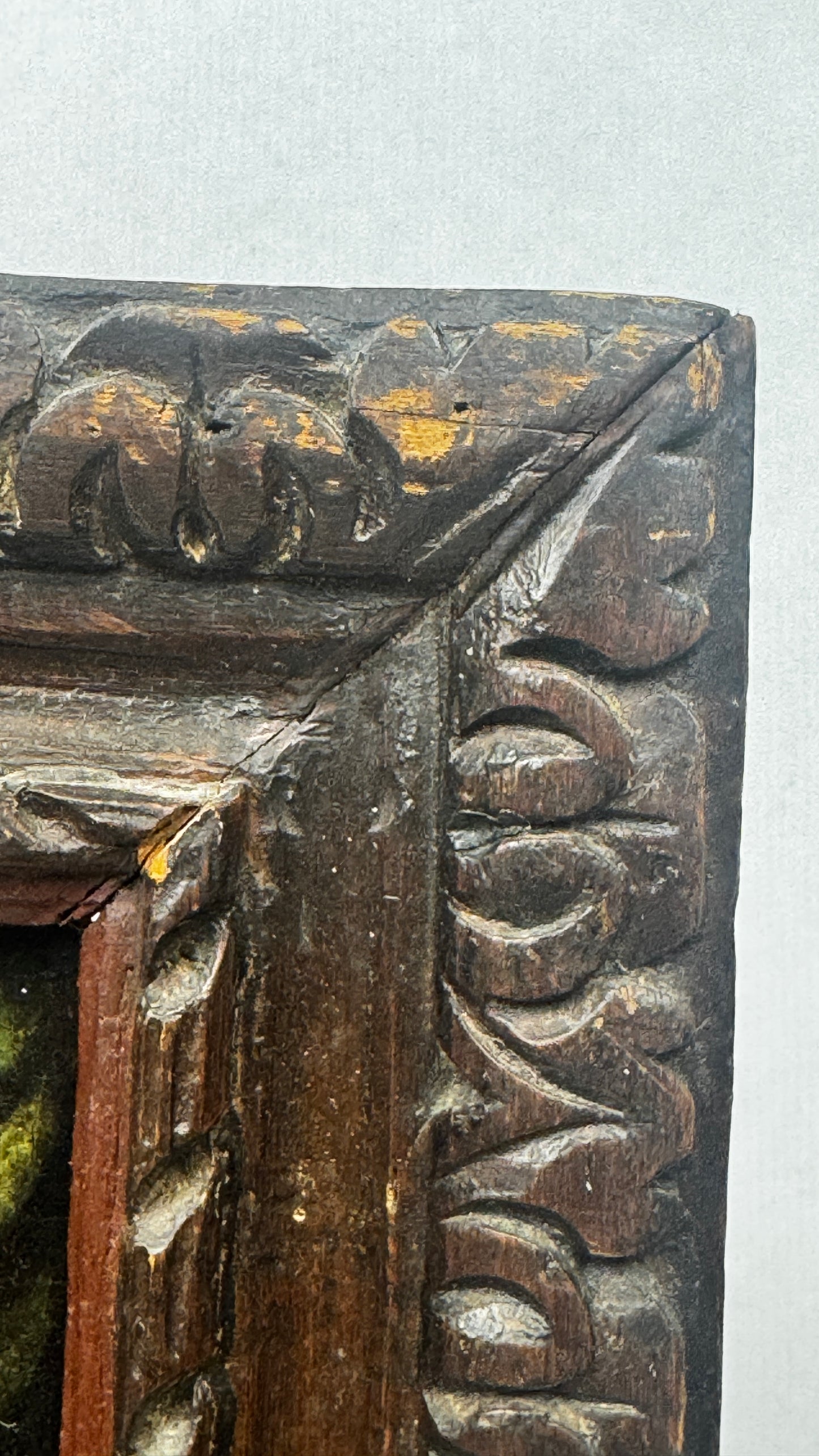Vierge à l'Enfant Jésus, huile sur panneau de bois 17ème