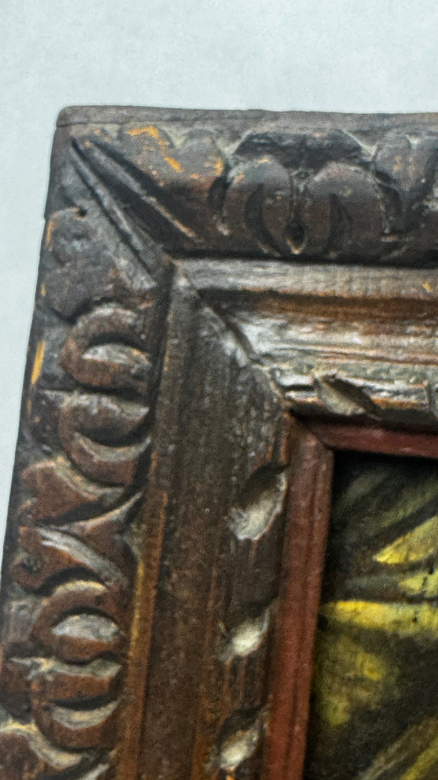 Vierge à l'Enfant Jésus, huile sur panneau de bois 17ème