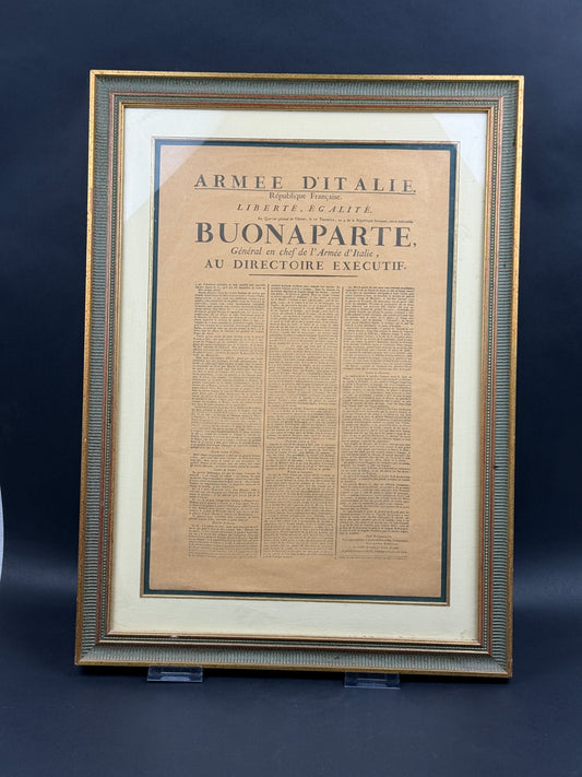Buonaparte Général en chef de l'Armée d'Italie au Directoire exécutif