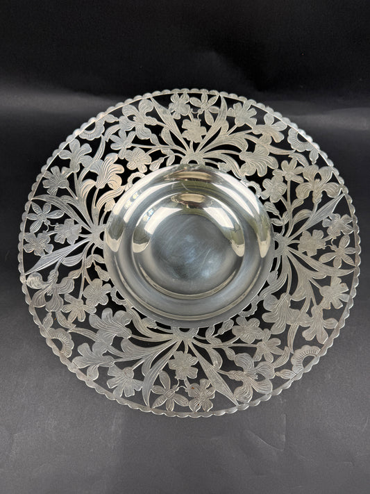 Compotier, coupe à fruits en métal argenté art nouveau