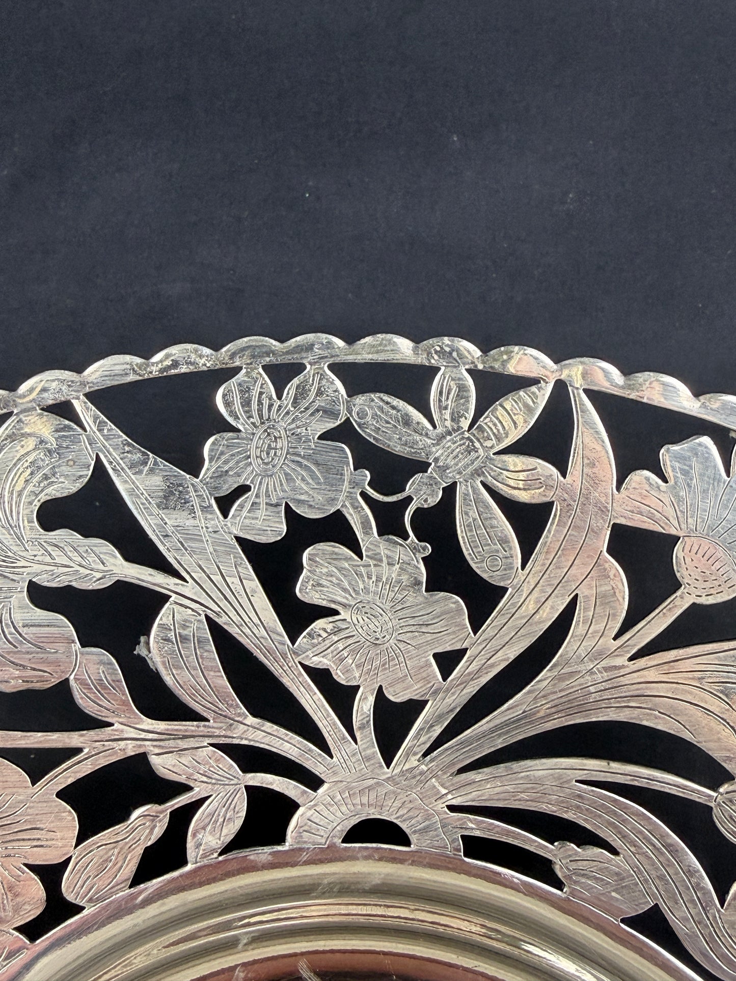 Compotier, coupe à fruits en métal argenté art nouveau