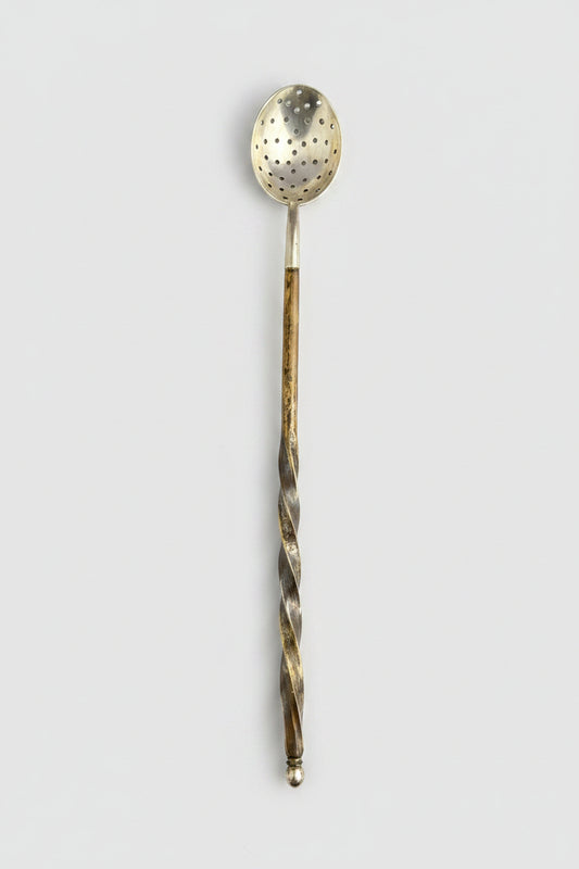 Cuillère à olives ou à glaçons, métal argenté et palissandre