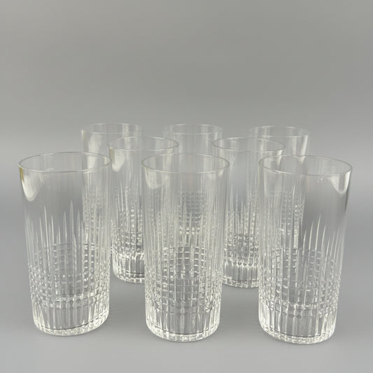 Baccarat, suite de 8 verres chopes, long-drink modèle Nancy