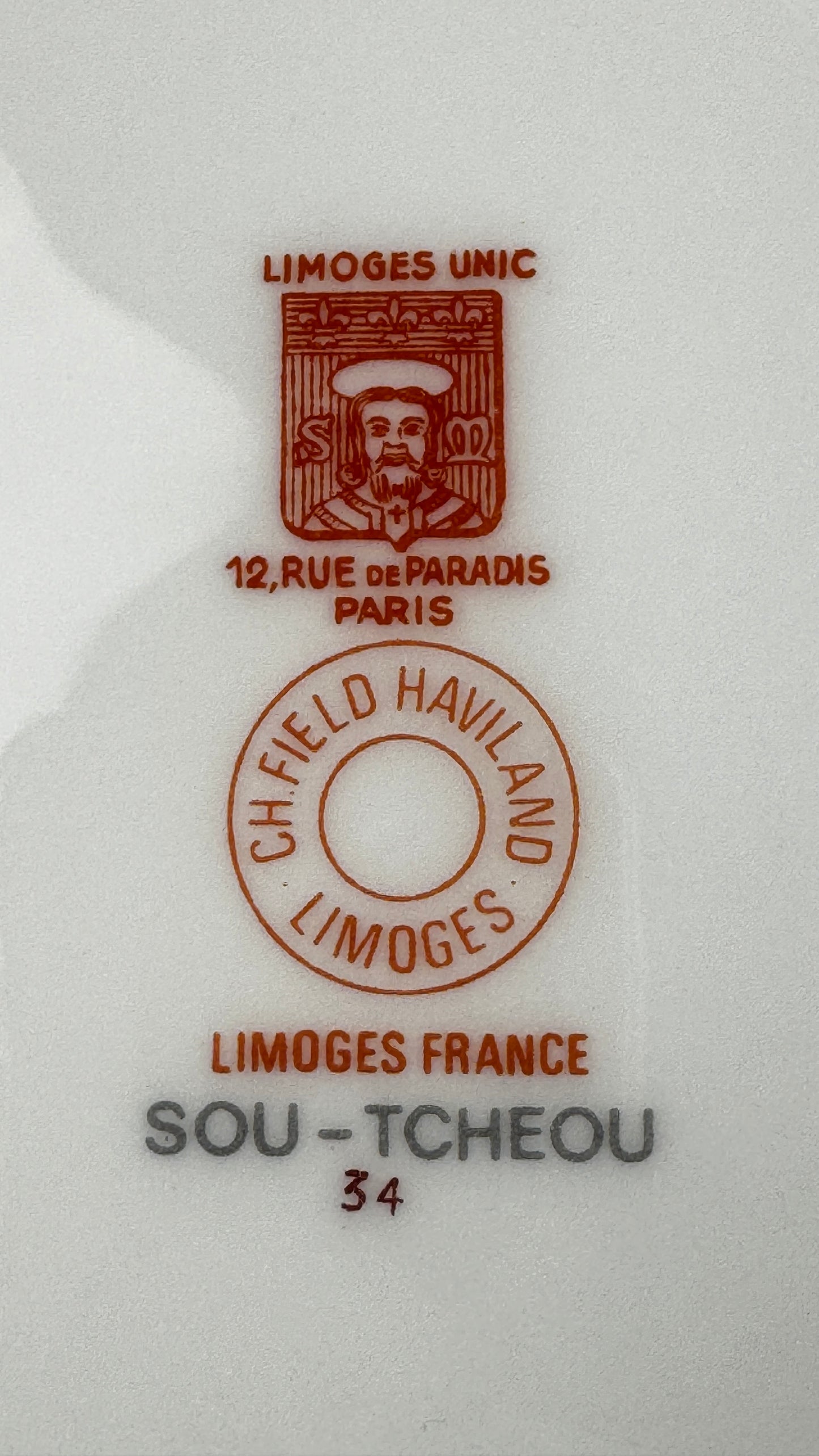 Haviland Limoges Service de 6 assiettes plates, modèle Sou-Tcheou