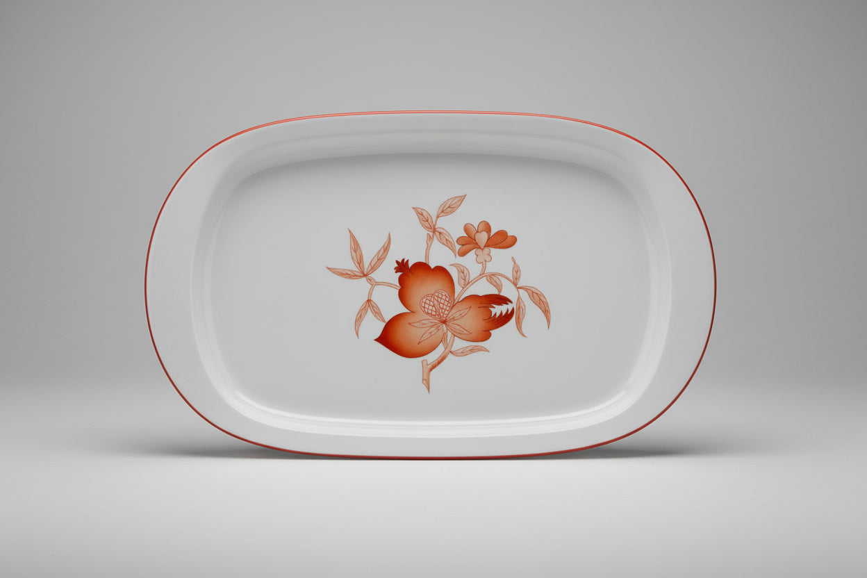 Plat à rôti en porcelaine de Limoges, manufacture Haviland, modèle Sou-Tcheou.