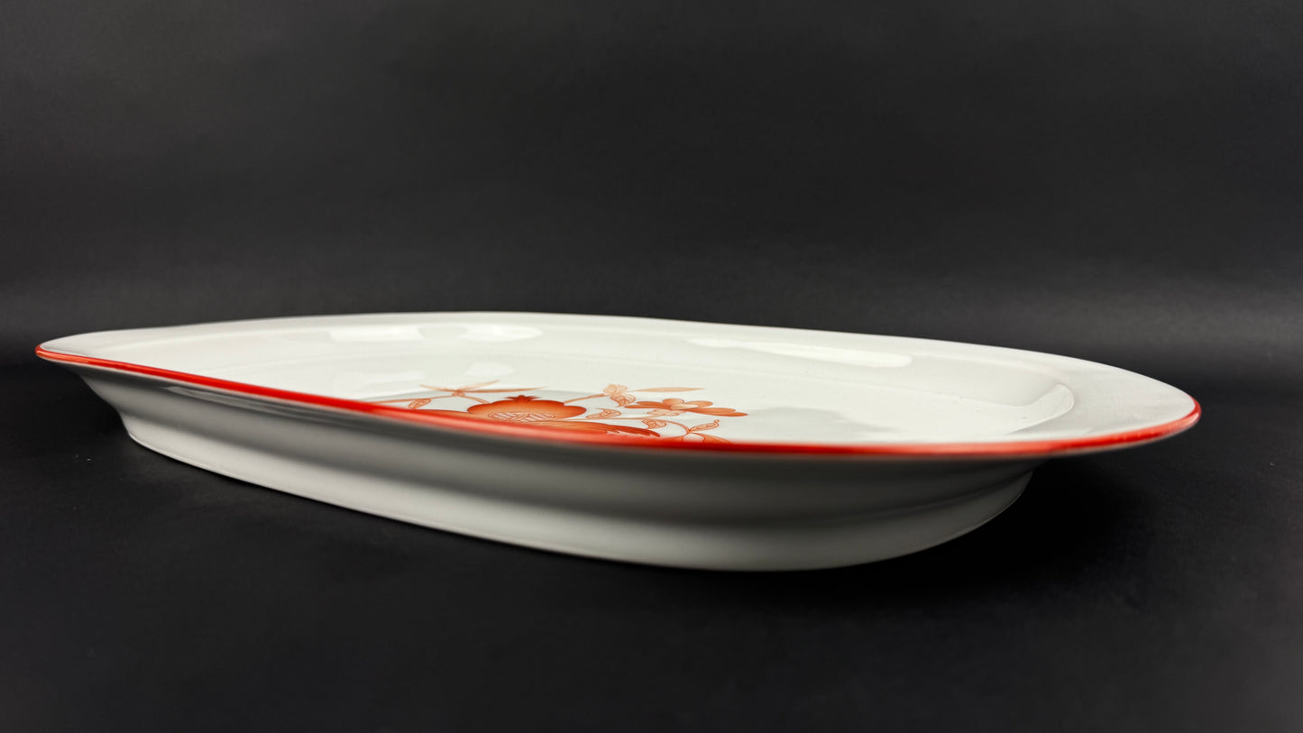 Plat à rôti en porcelaine de Limoges, manufacture Haviland, modèle Sou-Tcheou.