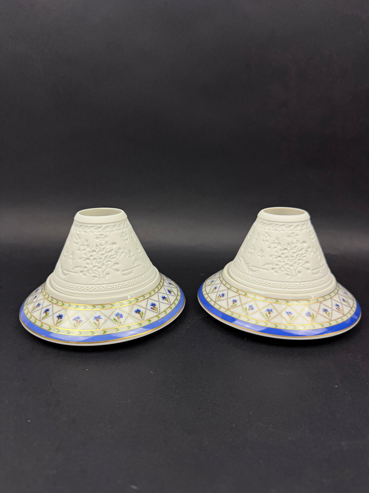 Haviland, paire de photophores, lithophanies, modèle Val de Loire