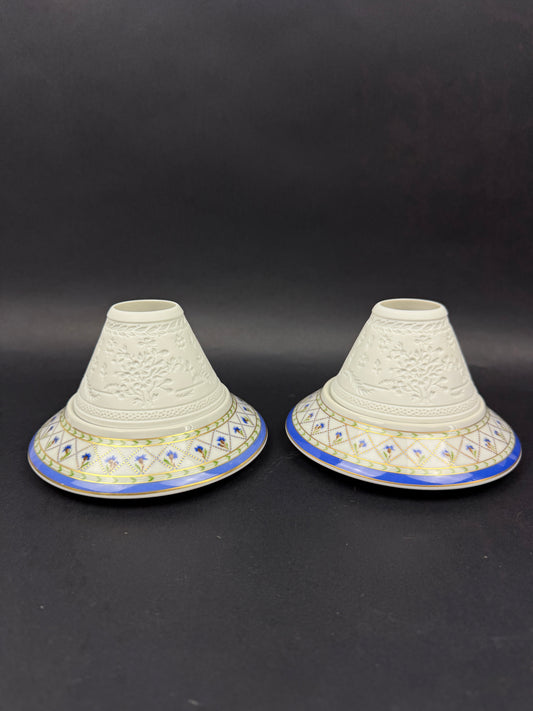 Haviland, paire de photophores, lithophanies, modèle Val de Loire