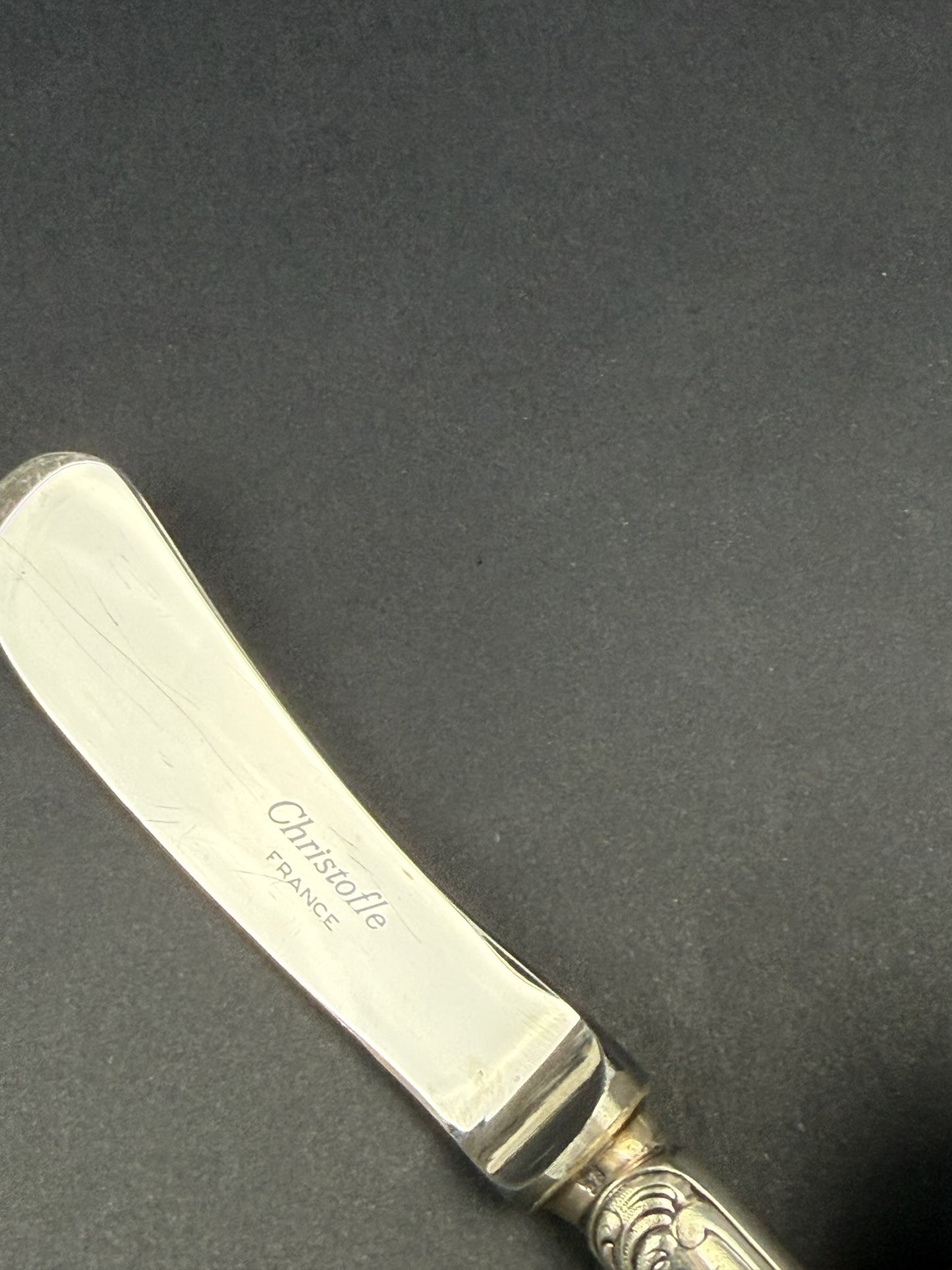 Christofle, tartineur, couteau à beurre en métal argenté modèle Marly