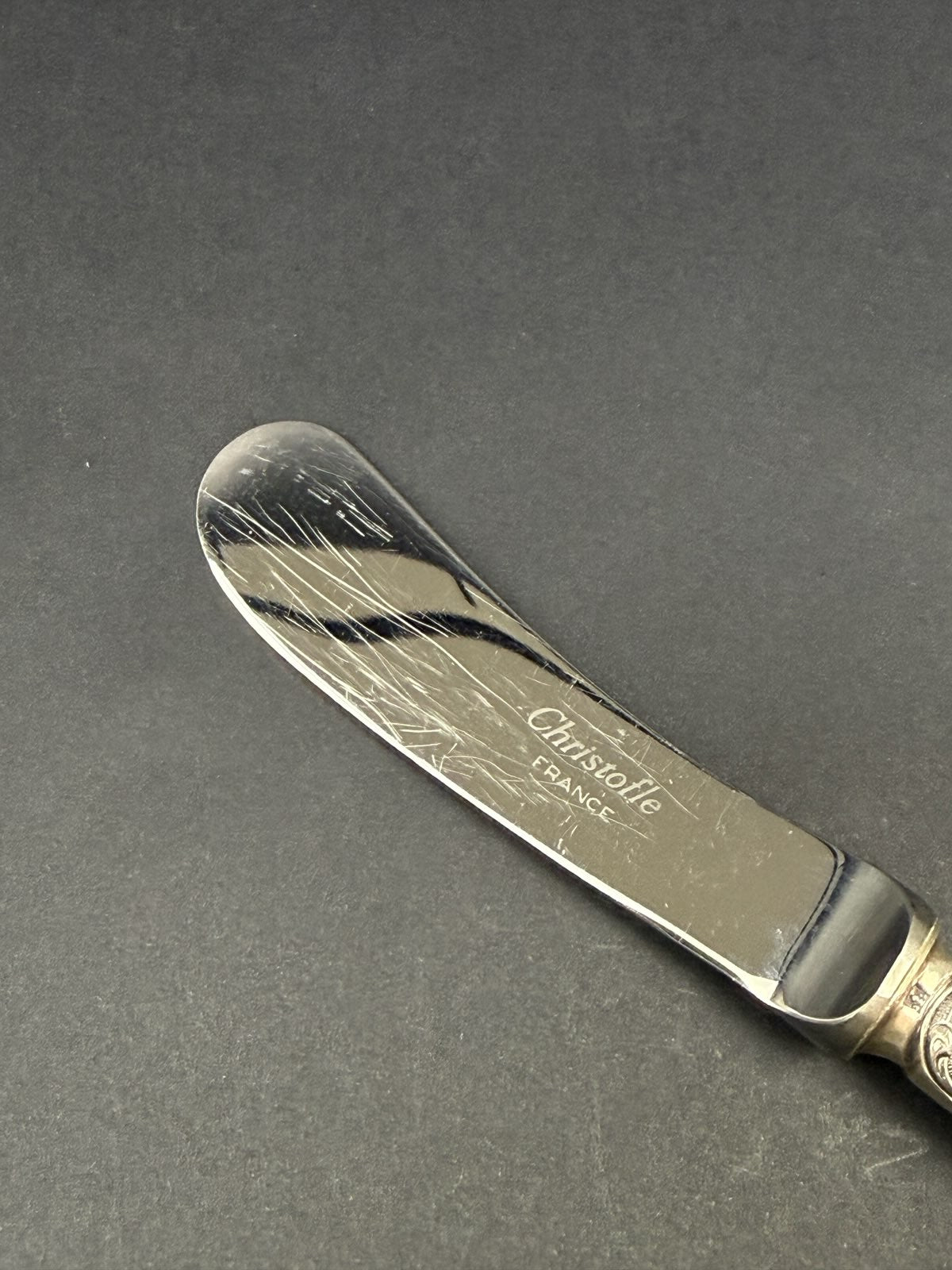 Christofle, tartineur, couteau à beurre en métal argenté modèle Marly
