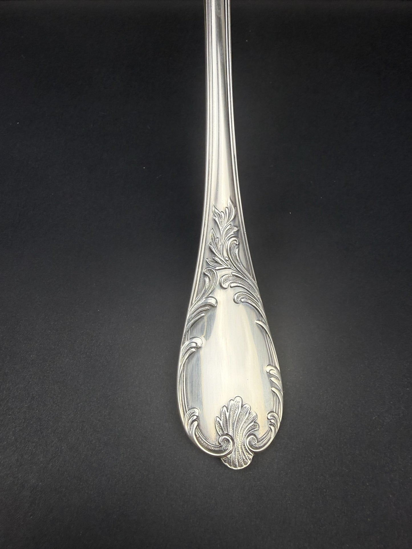 Christofle, rare cuillère à moutarde ou louche à sucre en métal argenté modèle Marly
