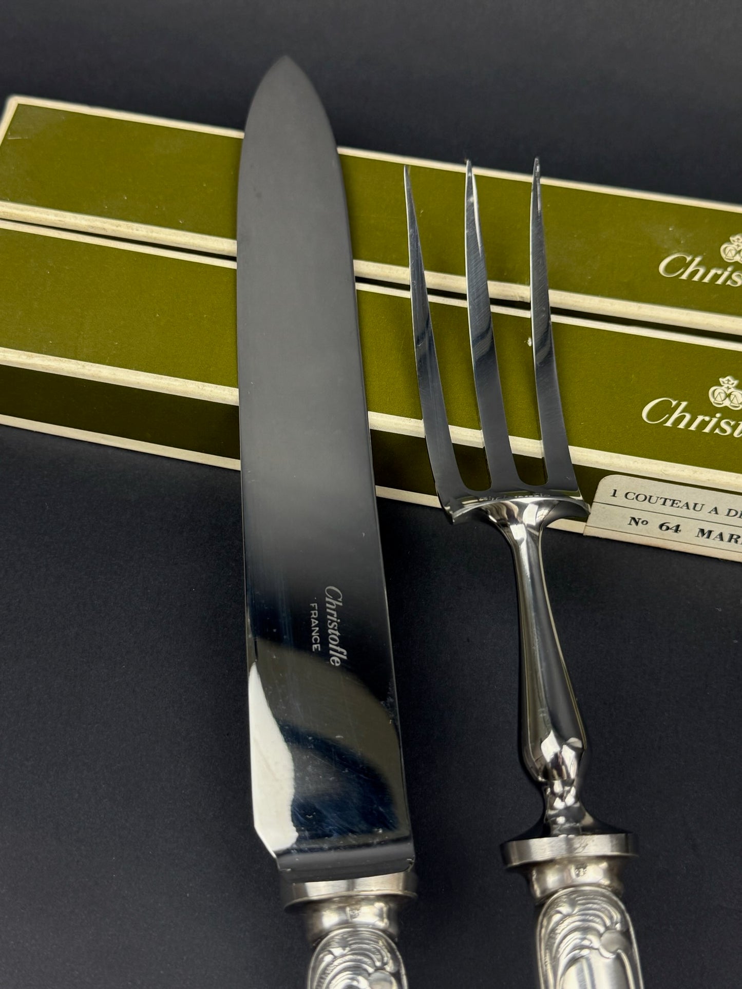 Christofle, couvert à découper en métal argenté modèle Marly
