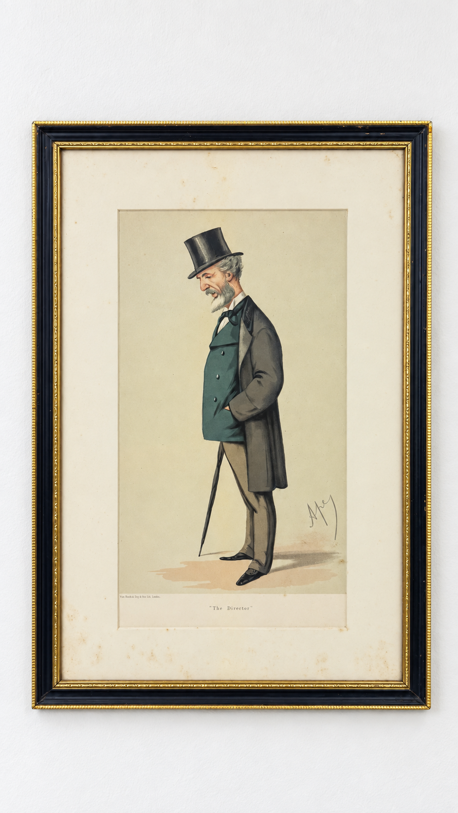 Caricature Vanity Fair The Director par Ape Pellegrini 1874 encadrée