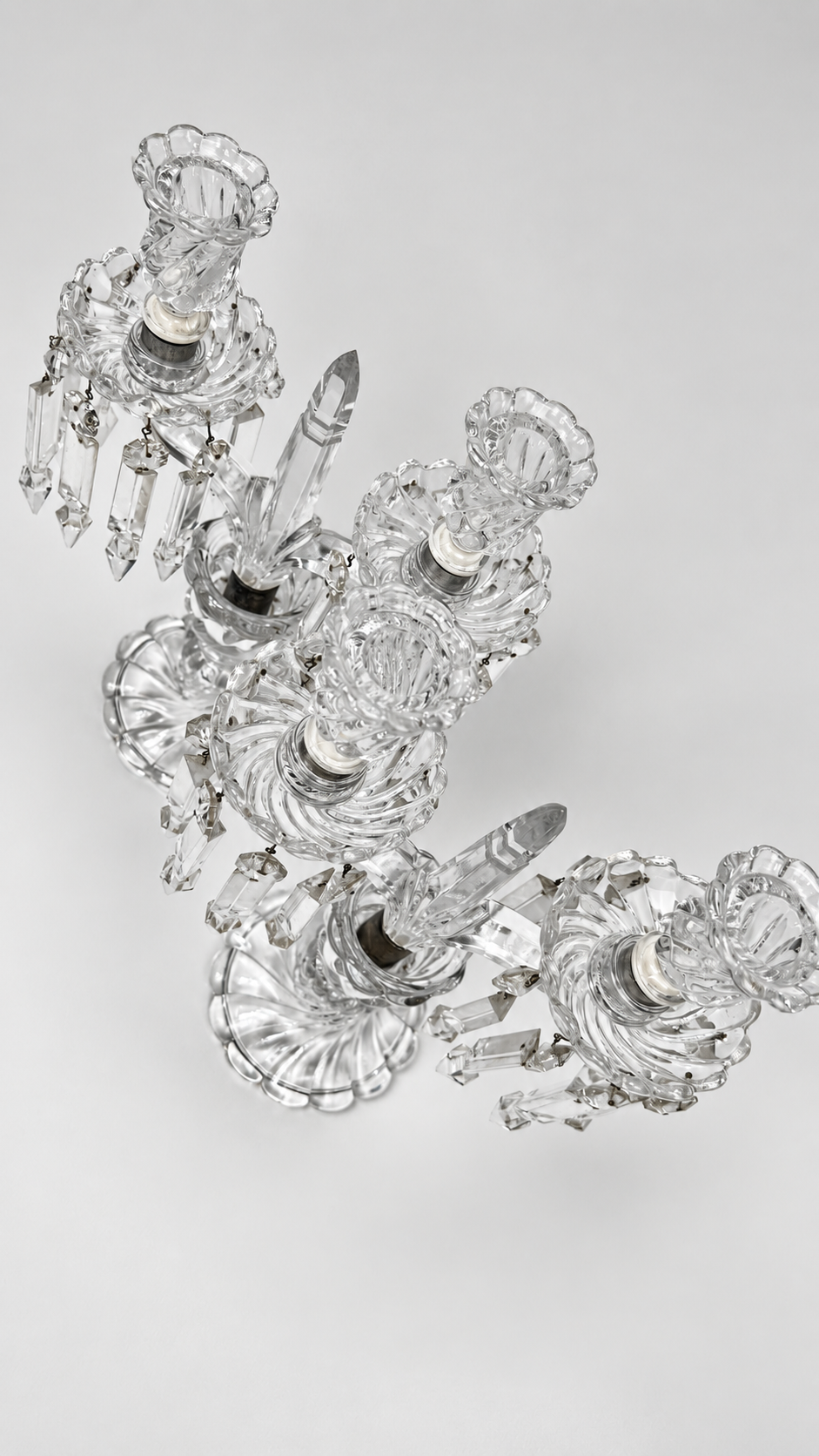 Baccarat, paire de girandoles à deux lumières, modèle Bambou Tors